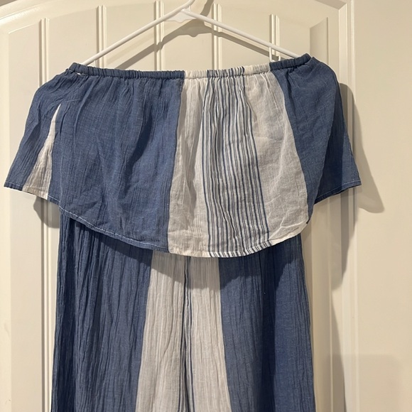 ELAN Strapless slit Wide-Leg stripe cover-up Jumpsuit - Picture 5 of 13